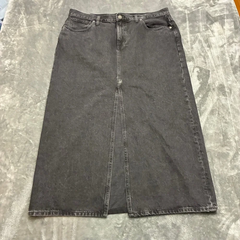 Madewell Black Denim‎ Maxi Skirt Slit Womens Sz.31